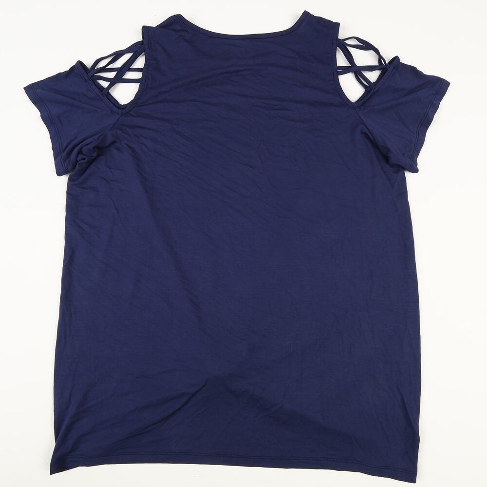 Disney Her Universe Cheshire Cat Womens 2 Shirt Top Cutout Shoulders Blue - Picture 5 of 7